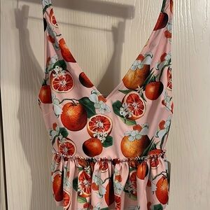 Fruit Print Sleeveless Swim Top